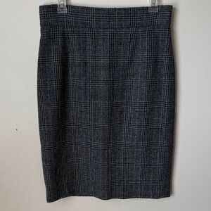 Brooks Brother Gray Plaid Pencil Skirt Wool Blend Size 8 Business Professional